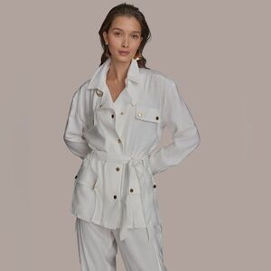 Donna Karan Women's NWT Belted Utility Jacket. Cream. Medium